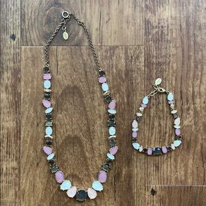 Multi-gem necklace and bracelet set
